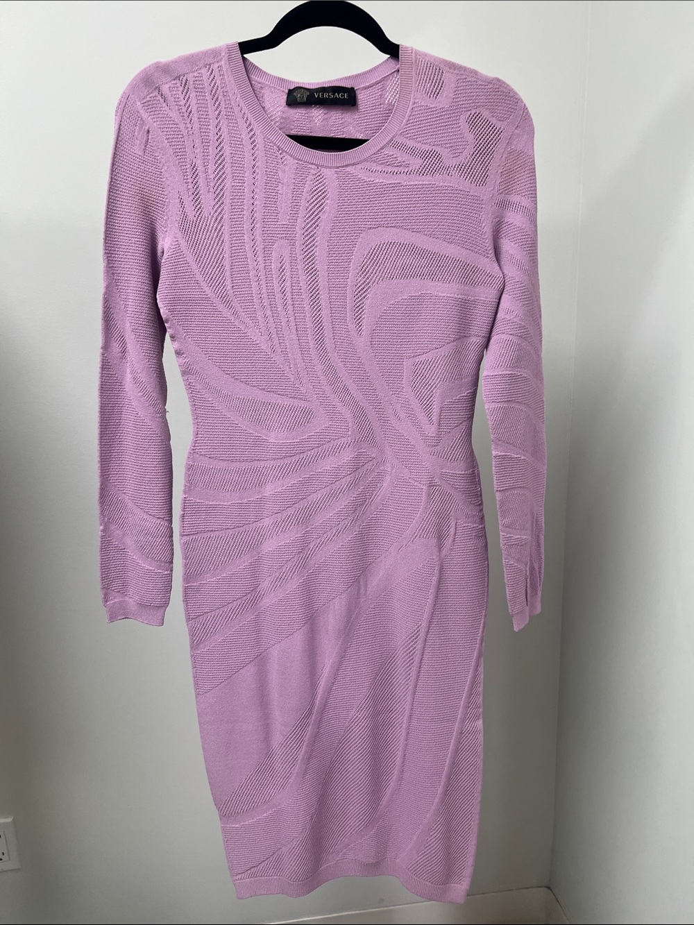 Versace Lavender Knit Long-Sleeve Bodycon Dress